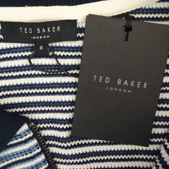 Ted Baker Polo Shirt Men's Size 2XL Ted Size 6 Blue Beer Textured Long Sleeve - Picture 6 of 9